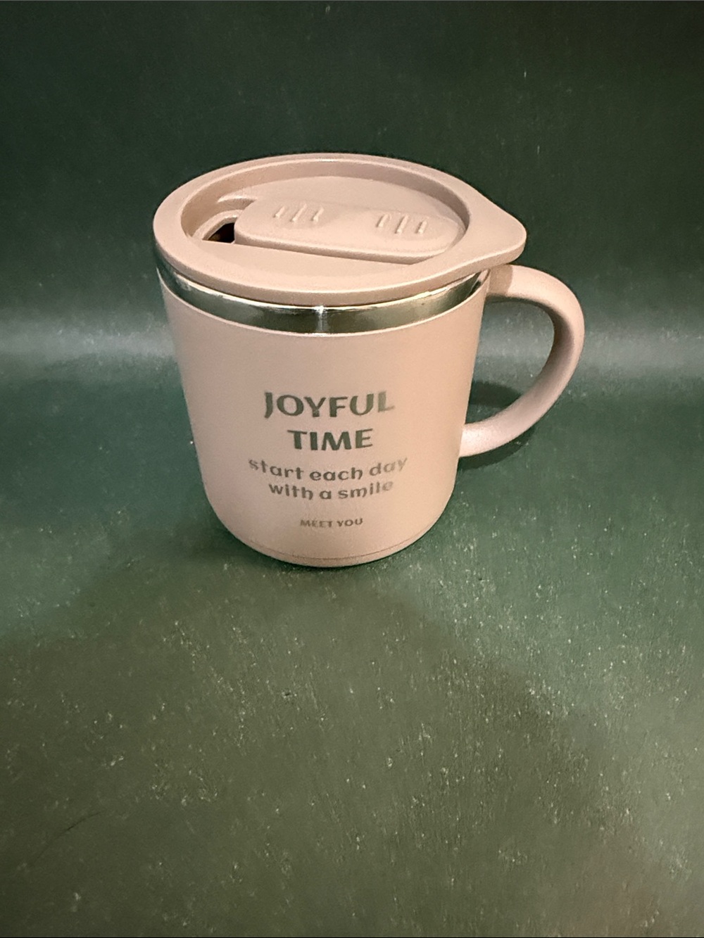 Joyful Time Pink Travel Mug with Lid - Home Kitchen